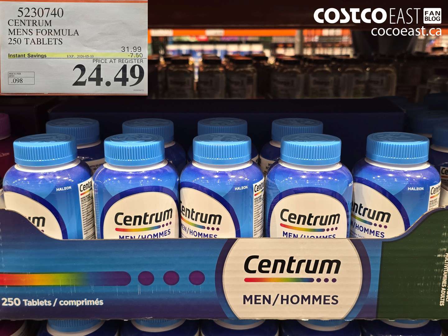 5230740 CENTRUM MENS FORMULA 250 TABLETS ($7.50 INSTANT SAVINGS EXPIRES ON 2026-05-10) $24.49