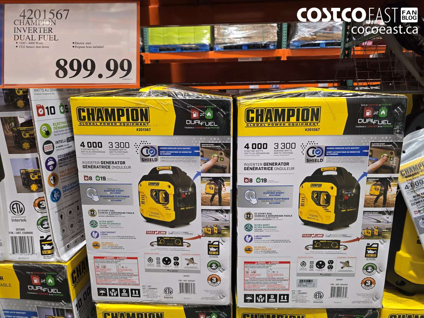 4201567 CHAMPION INVERTER DUAL FUEL $899.99