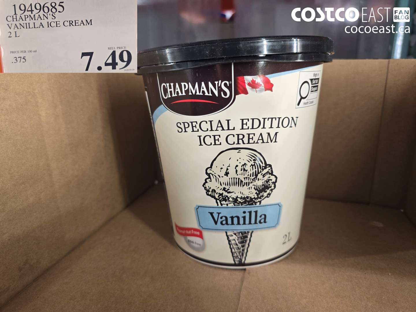 1949685 CHAPMAN'S VANILLA ICE CREAM 2 L $7.49
