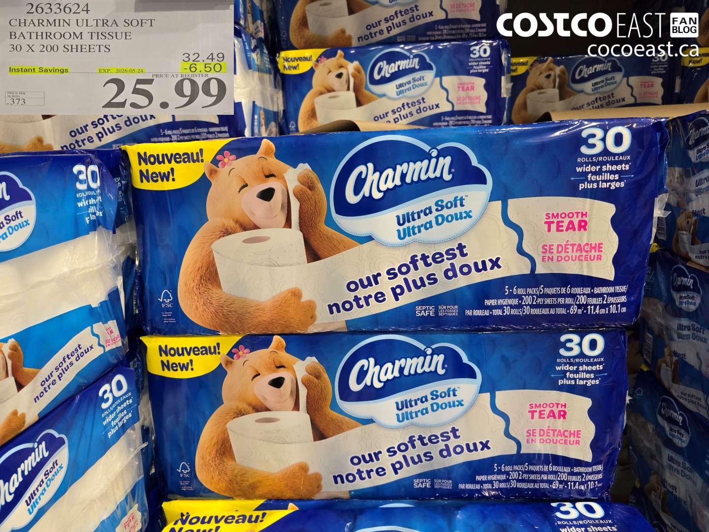 2633624 CHARMIN ULTRA SOFT BATHROOM TISSUE 30 X 200 SHEETS ($6.50 INSTANT SAVINGS EXPIRES ON 2026-05-24) $25.99