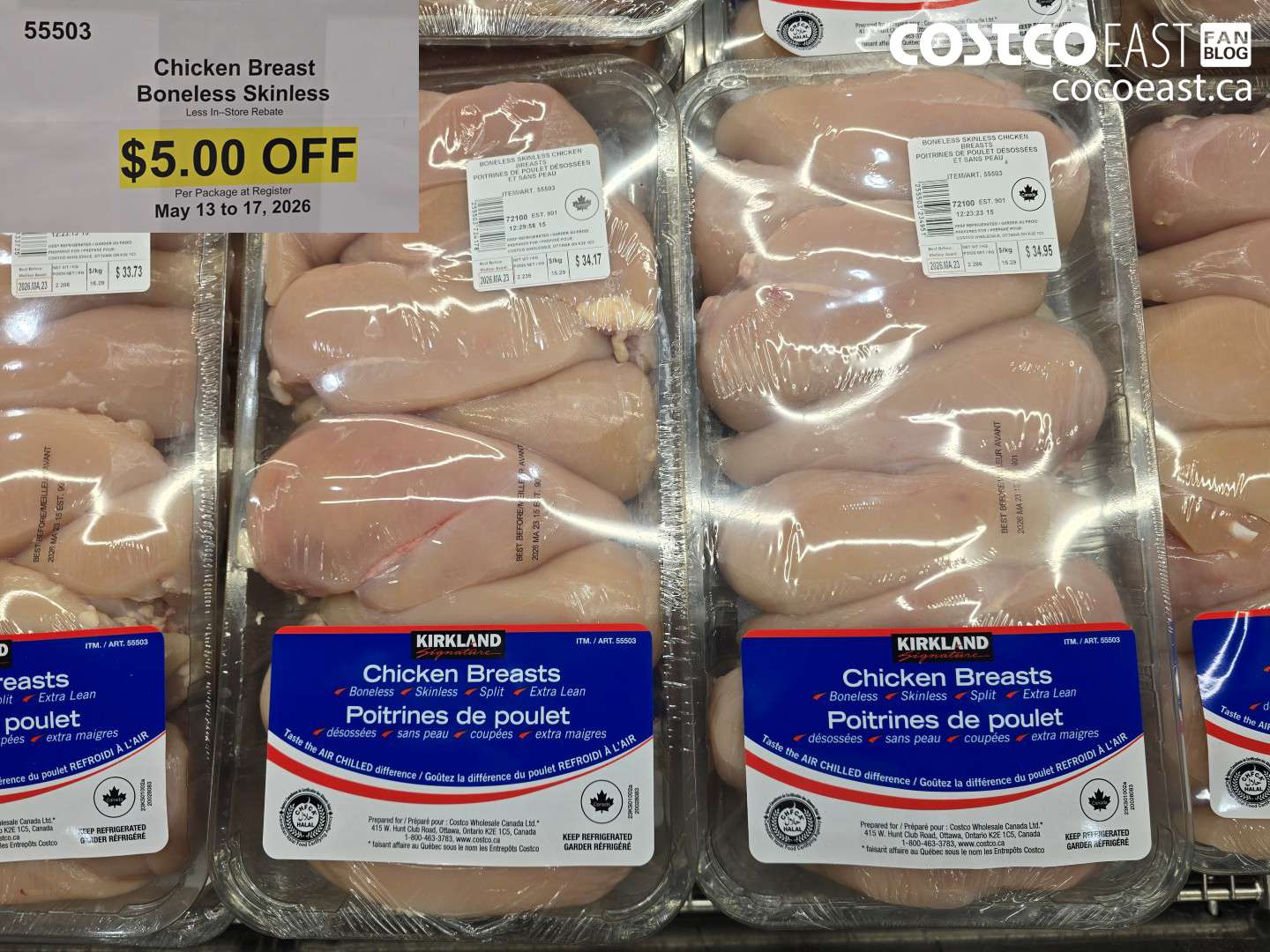 55503 CHICKEN BREAST BONELESS SKINLESS ($5.00 INSTANT SAVINGS)