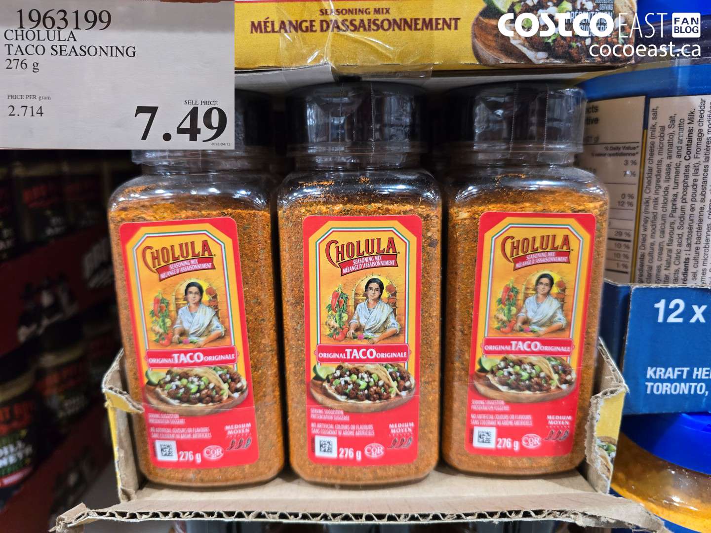1963199 CHOLULA TACO SEASONING 276 G $7.49