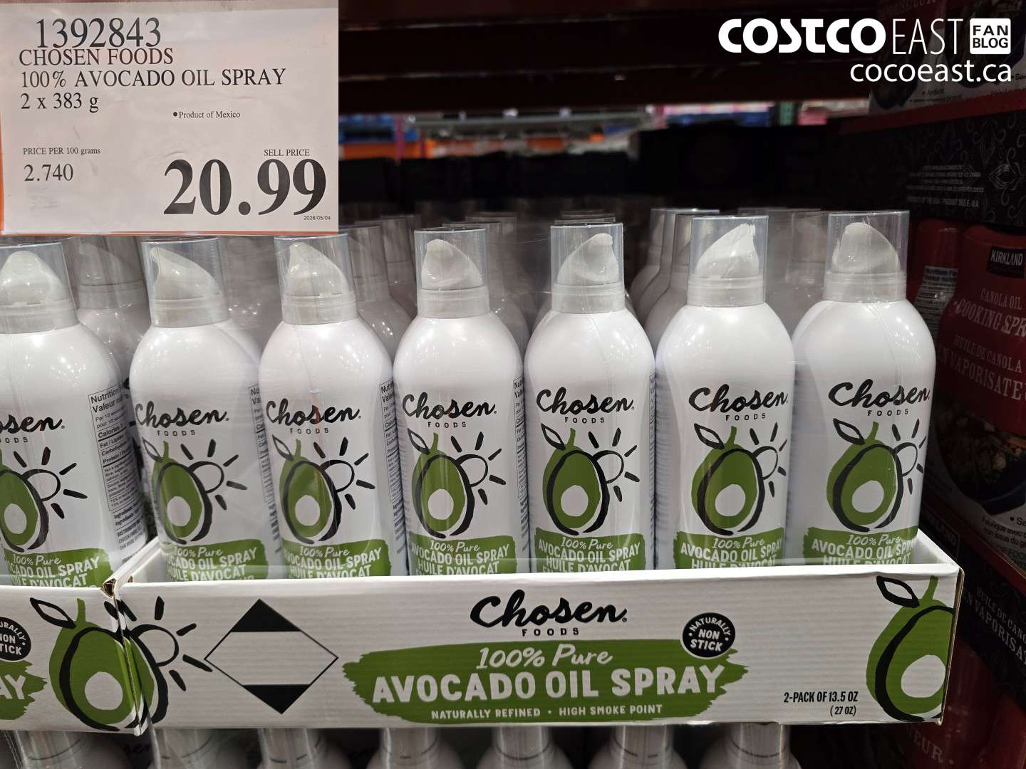 1392843 CHOSEN FOODS 100% AVOCADO OIL SPRAY 2 X 383 G $20.99