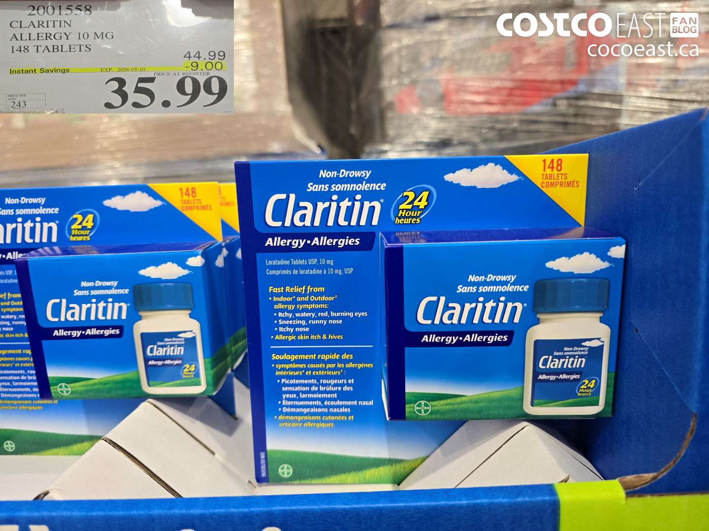 2001558 CLARITIN ALLERGY 10 MG 148 TABLETS ($9.00 INSTANT SAVINGS EXPIRES ON 2026-05-10) $35.99