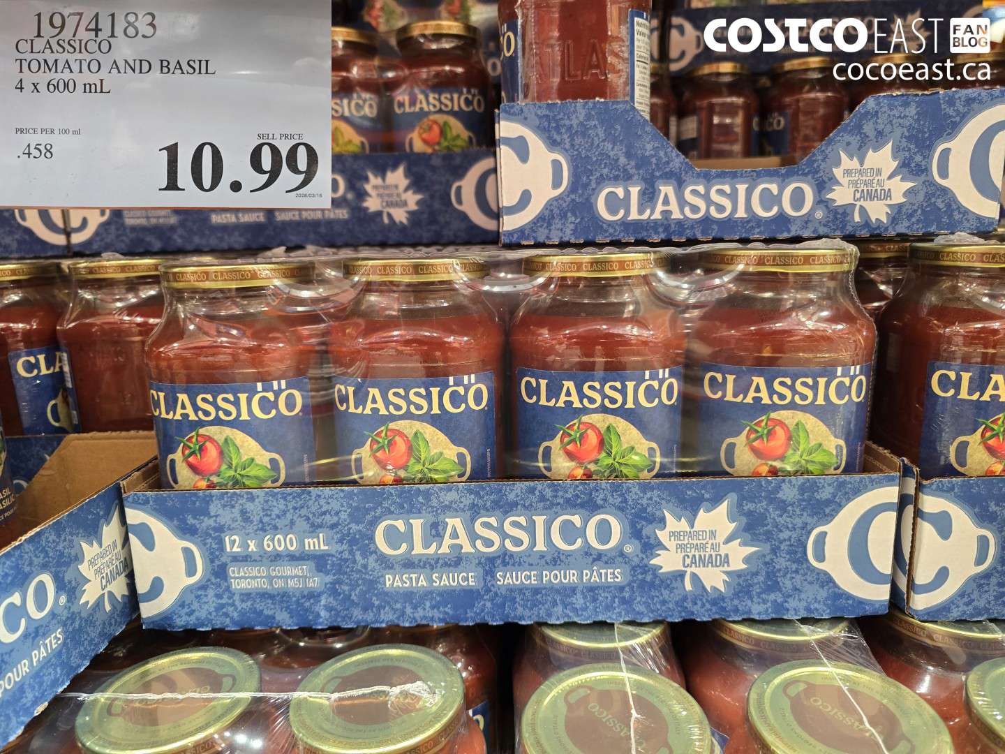 1974183 CLASSICO TOMATO AND BASIL 4 X 600 ML $10.99