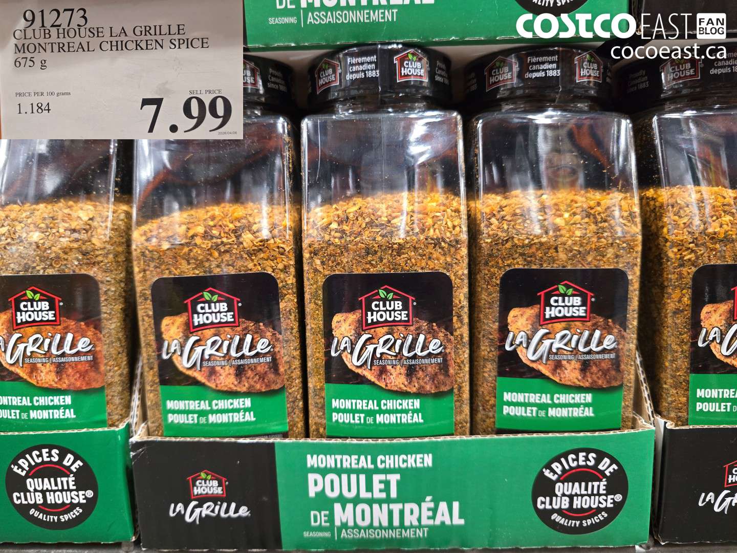 91273 CLUB HOUSE LA GRILLE MONTREAL CHICKEN SPICE 675 G $7.99