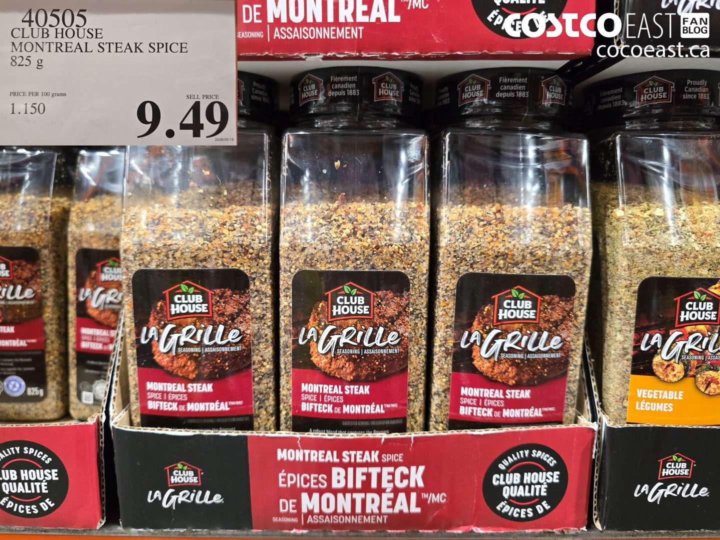 40505 CLUB HOUSE MONTREAL STEAK SPICE 825 G $9.49