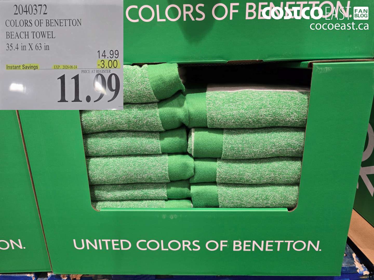 2040372 COLORS OF BENETTON BEACH TOWEL 35.4 IN X 63 IN ($3.00 INSTANT SAVINGS EXPIRES ON 2026-06-14) $11.99