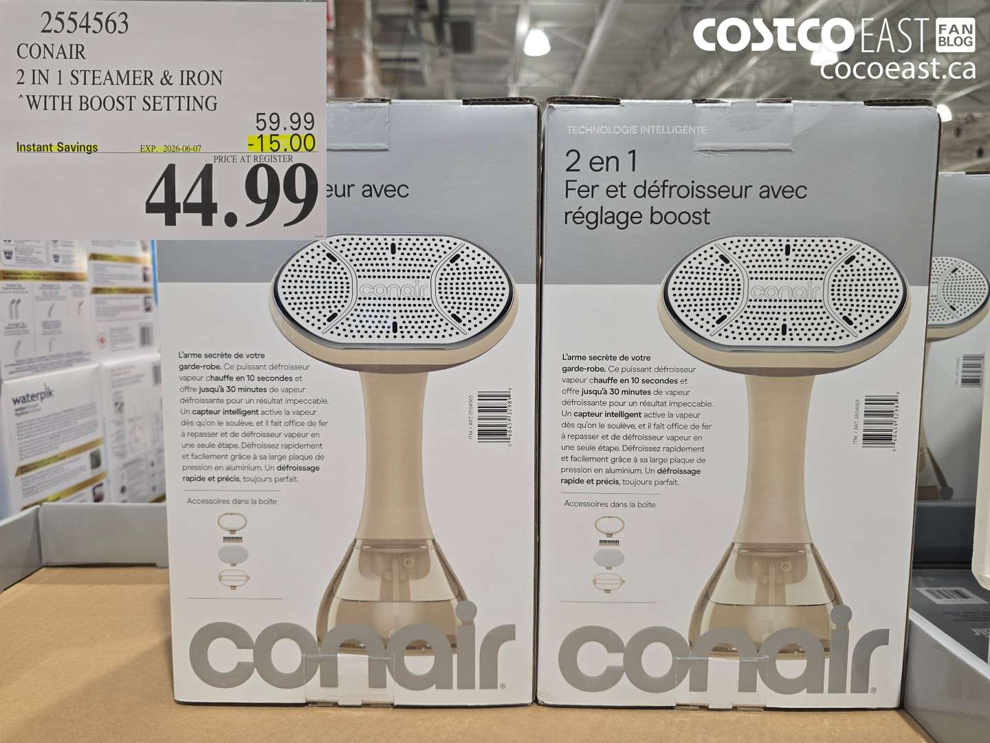 2554563 CONAIR 2 IN 1 STEAMER & IRON WITH BOOST SETTING ($15.00 INSTANT SAVINGS EXPIRES ON 2026-06-07) $44.99