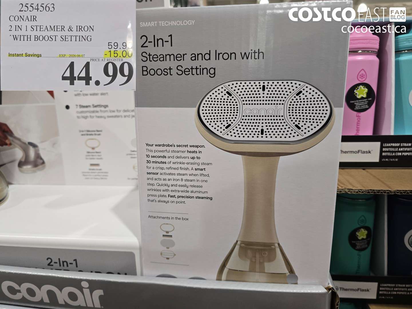 2554563 CONAIR 2 IN 1 STEAMER & IRON WITH BOOST SETTING ($15.00 INSTANT SAVINGS EXPIRES ON 2026-06-07) $44.99
