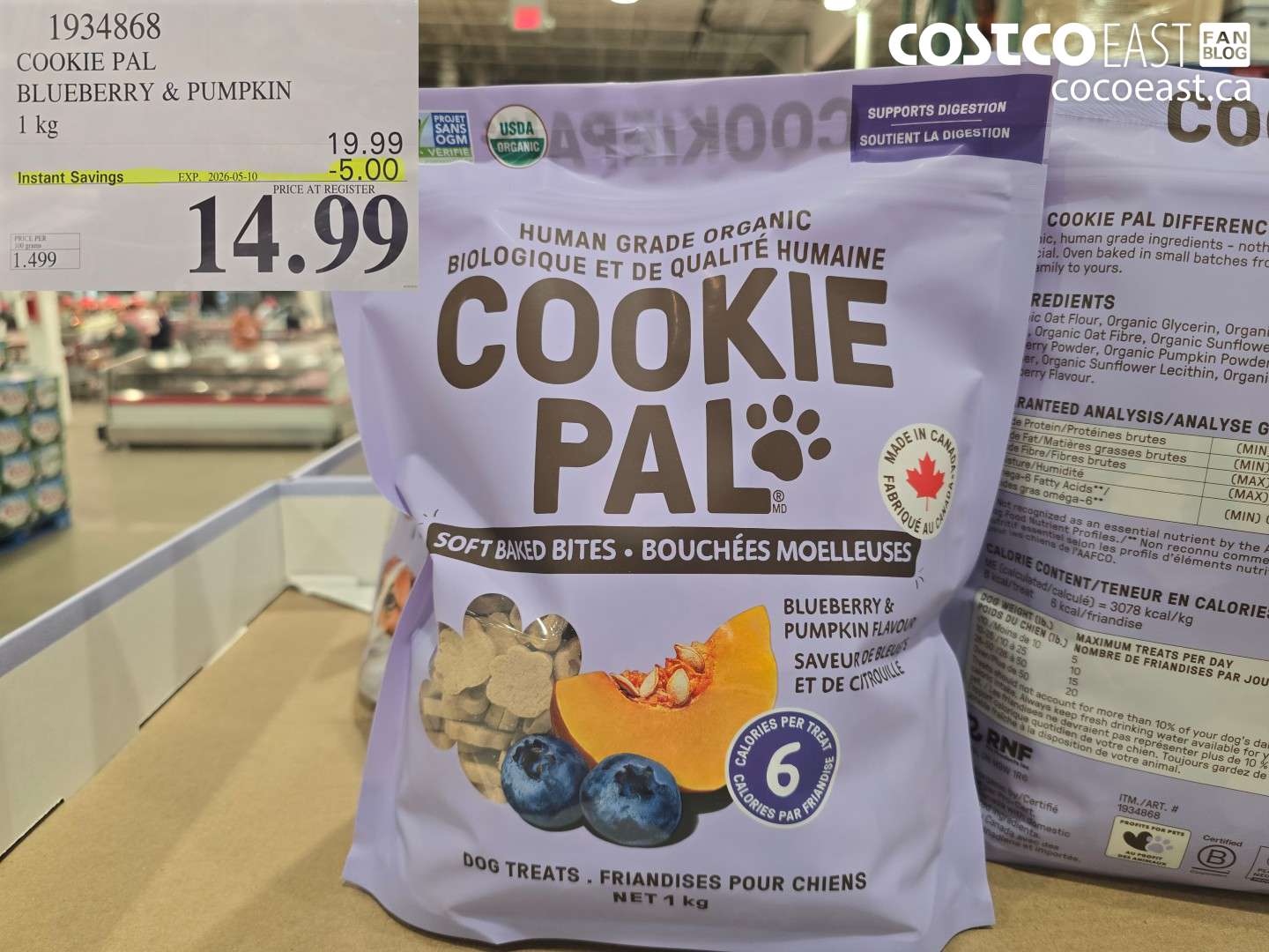 1934868 COOKIE PAL BLUEBERRY & PUMPKIN 1 KG ($5.00 INSTANT SAVINGS EXPIRES ON 2026-05-10) $14.99