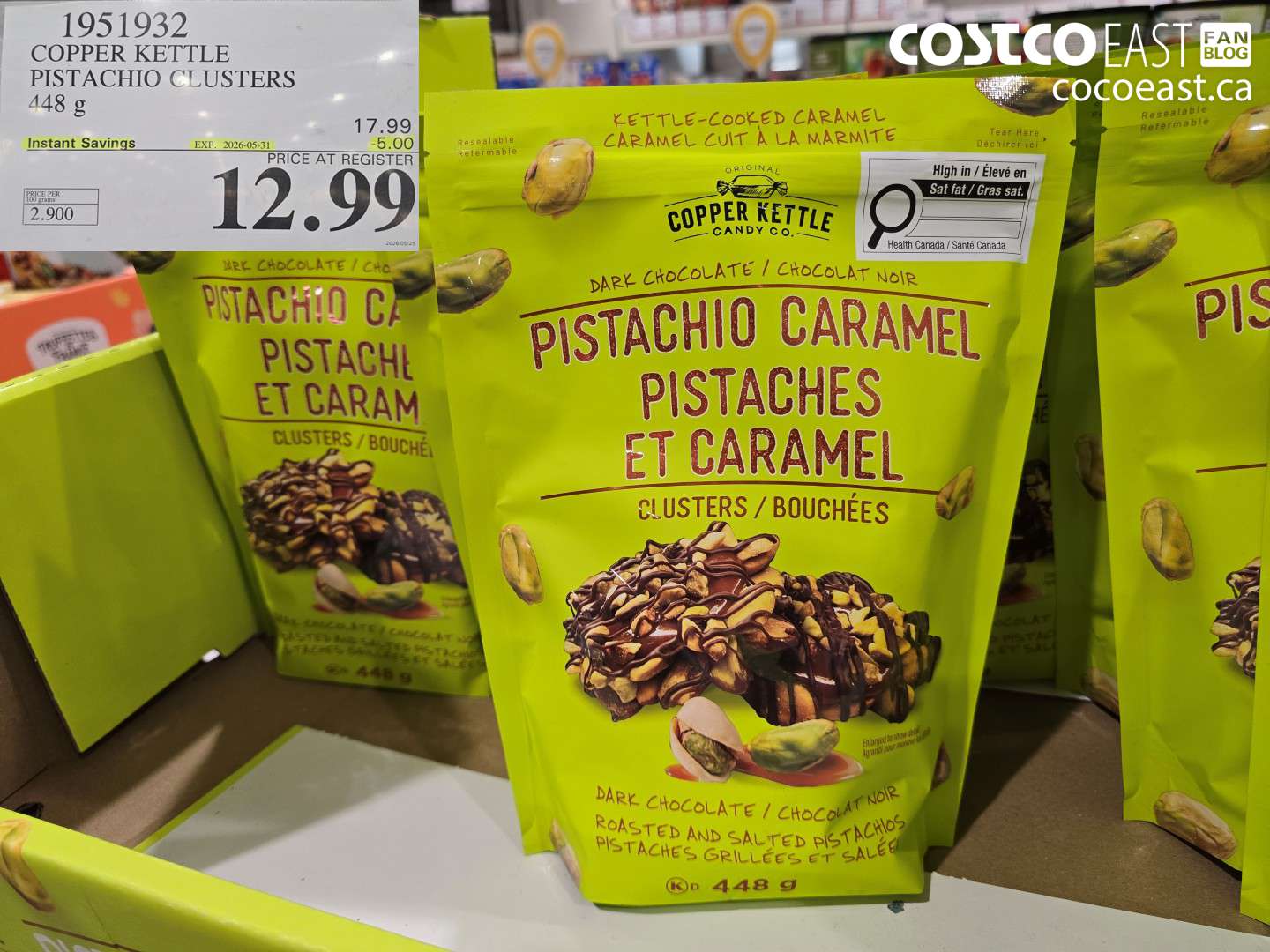 1951932 COPPER KETTLE PISTACHIO CLUSTERS 448 G ($5.00 INSTANT SAVINGS EXPIRES ON 2026-05-31) $12.99