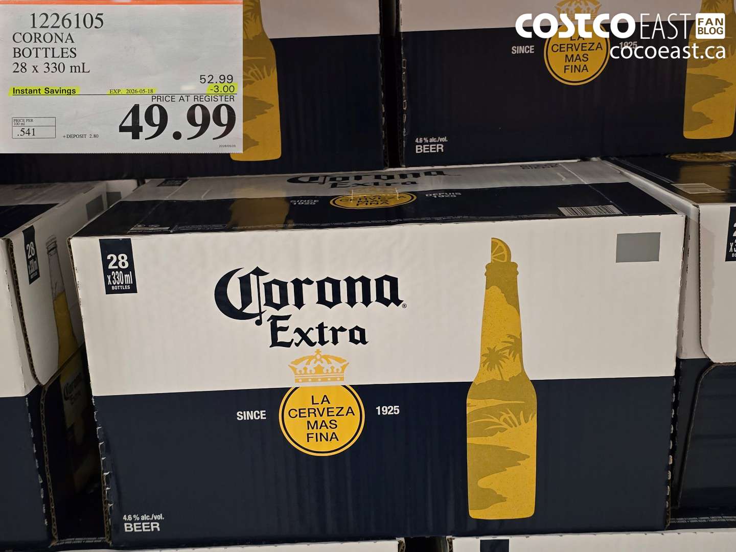 1226105 CORONA BOTTLES 28 X 330 ML ($3.00 INSTANT SAVINGS EXPIRES ON 2026-05-18) $49.99