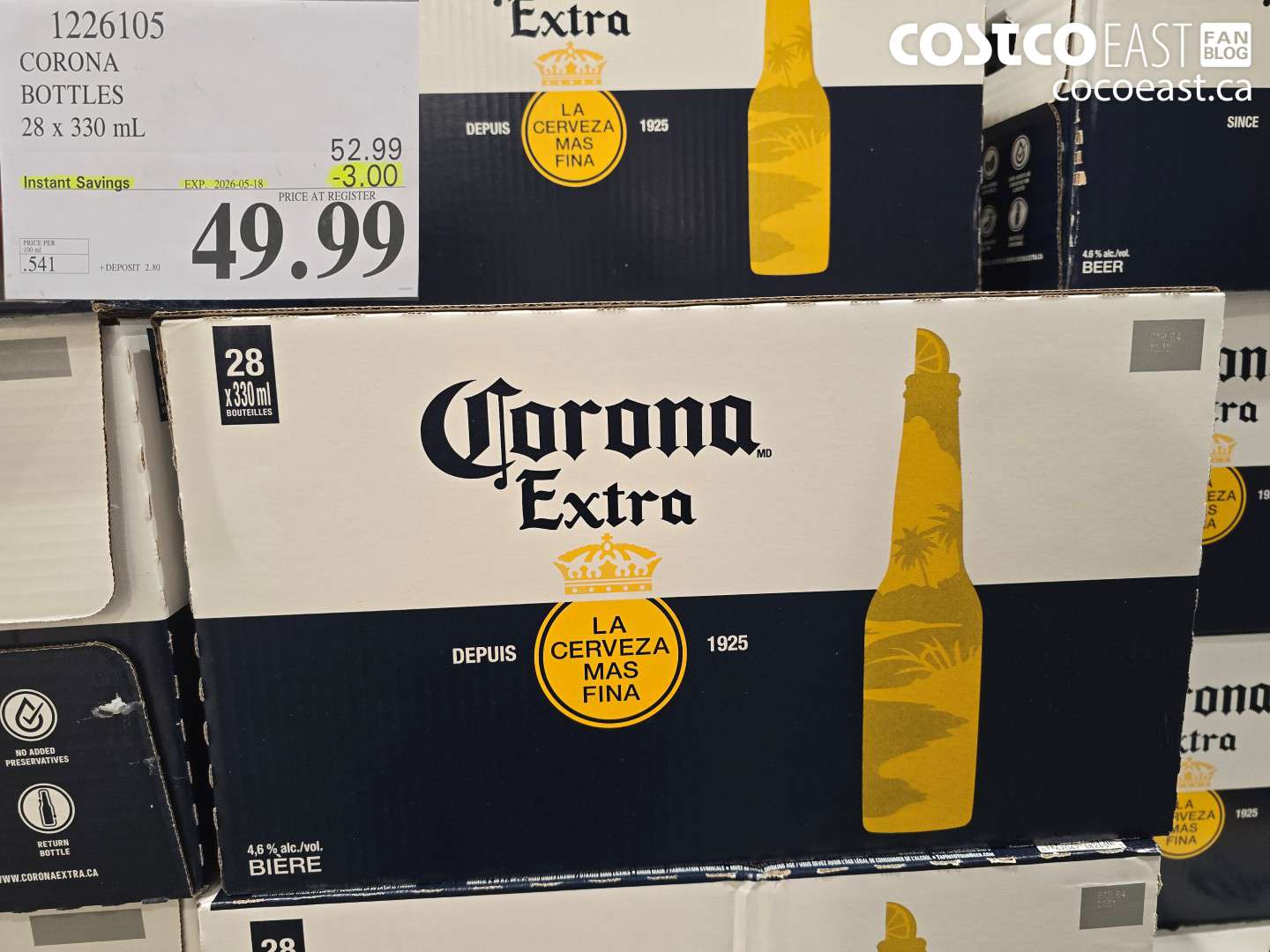 1226105 CORONA BOTTLES 28 X 330 ML ($3.00 INSTANT SAVINGS EXPIRES ON 2026-05-18) $49.99