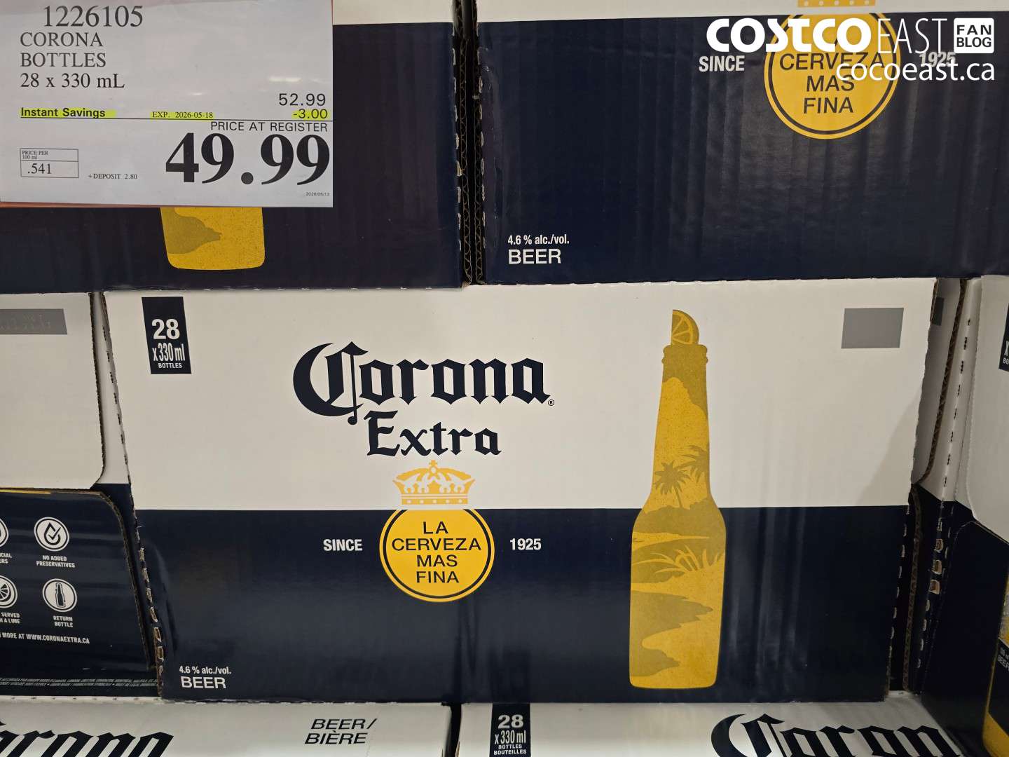 1226105 CORONA BOTTLES 28 X 330 ML ($3.00 INSTANT SAVINGS EXPIRES ON 2026-05-18) $49.99