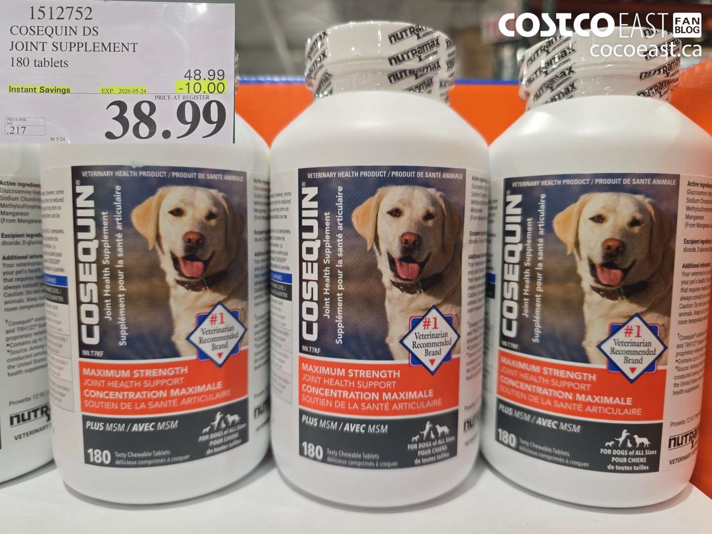 1512752 COSEQUIN DS JOINT SUPPLEMENT 180 TABLETS ($10.00 INSTANT SAVINGS EXPIRES ON 2026-05-24) $38.99