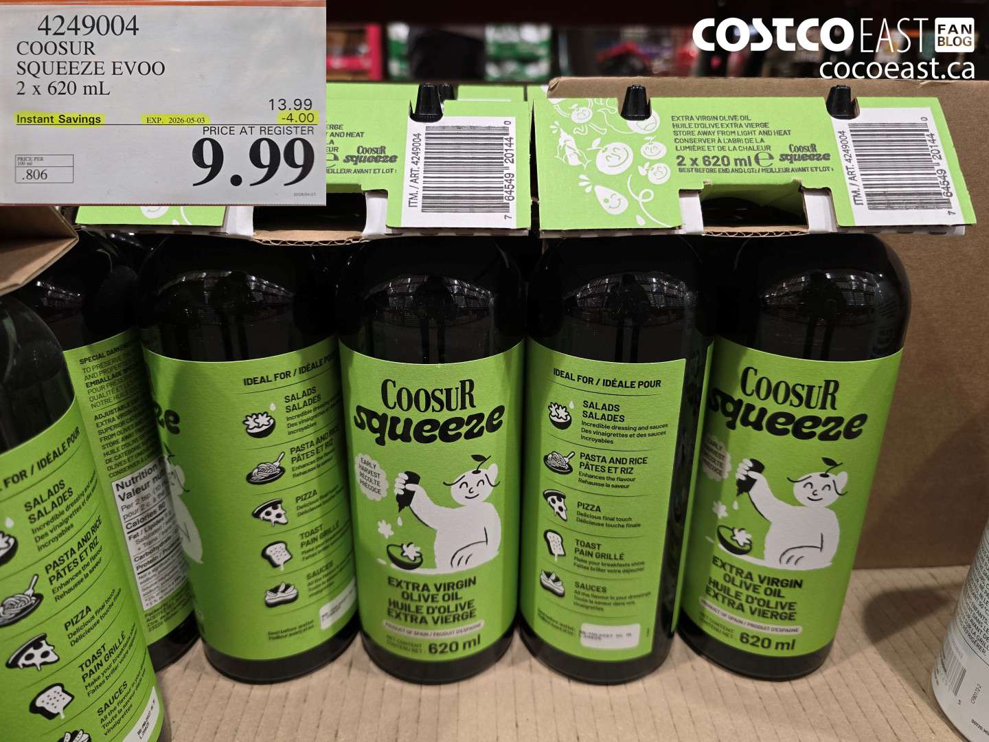 4249004 COSUR SQUEEZE EVOO 2 X 620 ML ($4.00 INSTANT SAVINGS EXPIRES ON 2026-05-03) $9.99