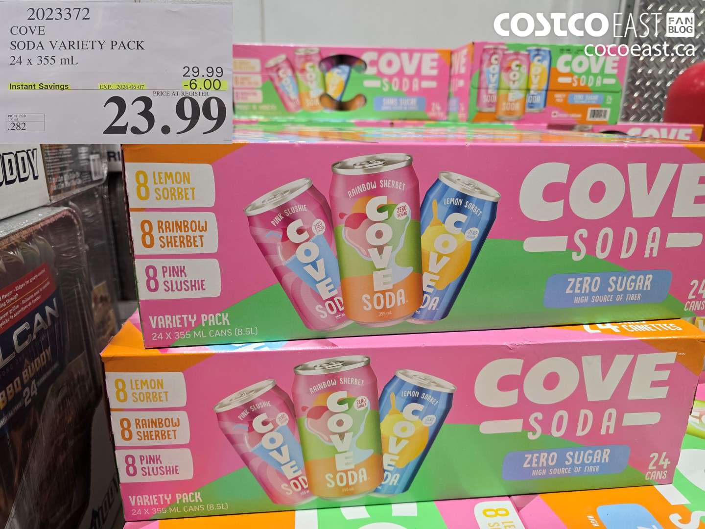 2023372 COVE SODA VARIETY PACK 24 X 355 ML ($6.00 INSTANT SAVINGS EXPIRES ON 2026-06-07) $23.99