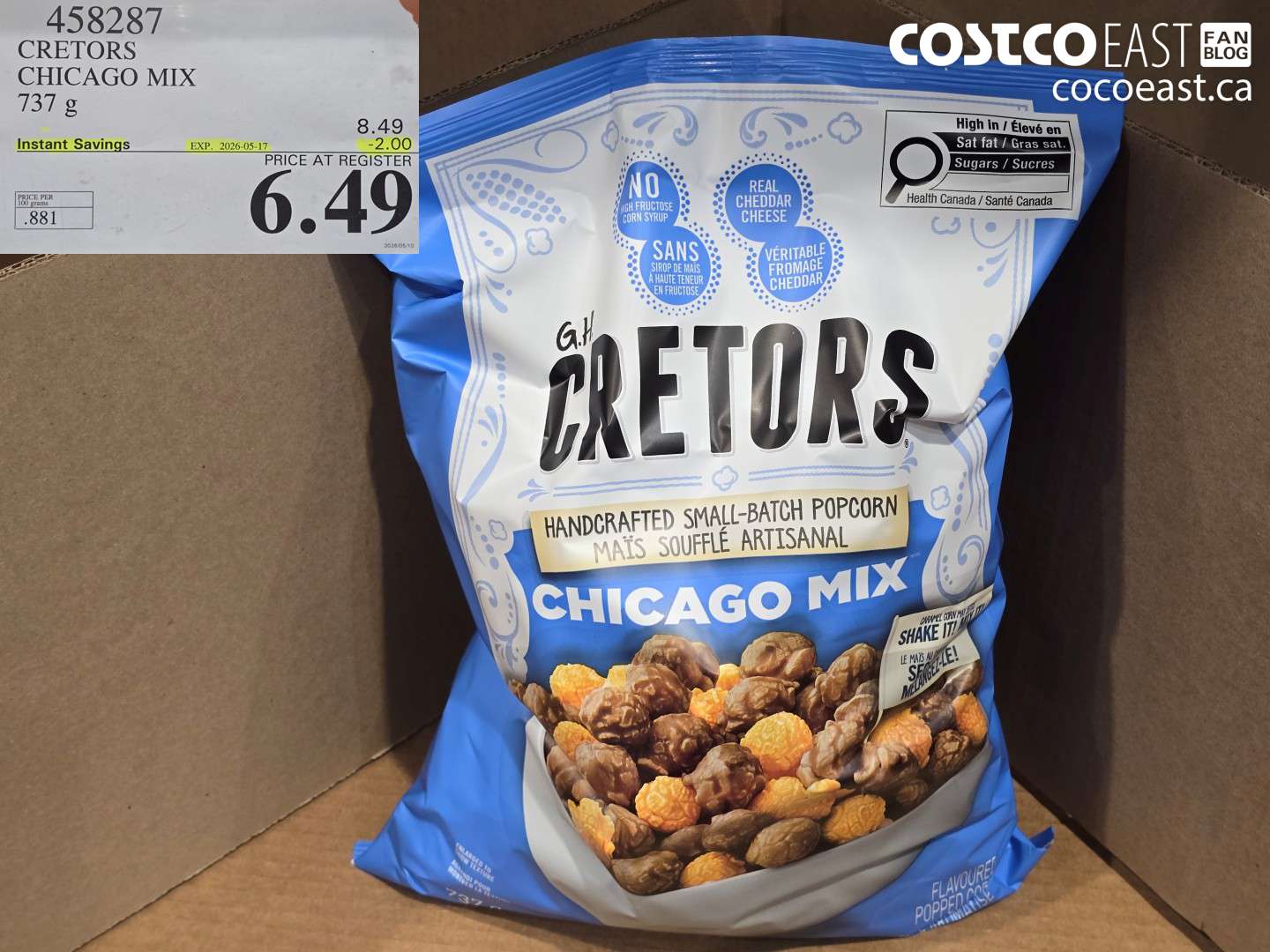 458287 CRETORS CHICAGO MIX 737 G ($2.00 INSTANT SAVINGS EXPIRES ON 2026-05-17) $6.49
