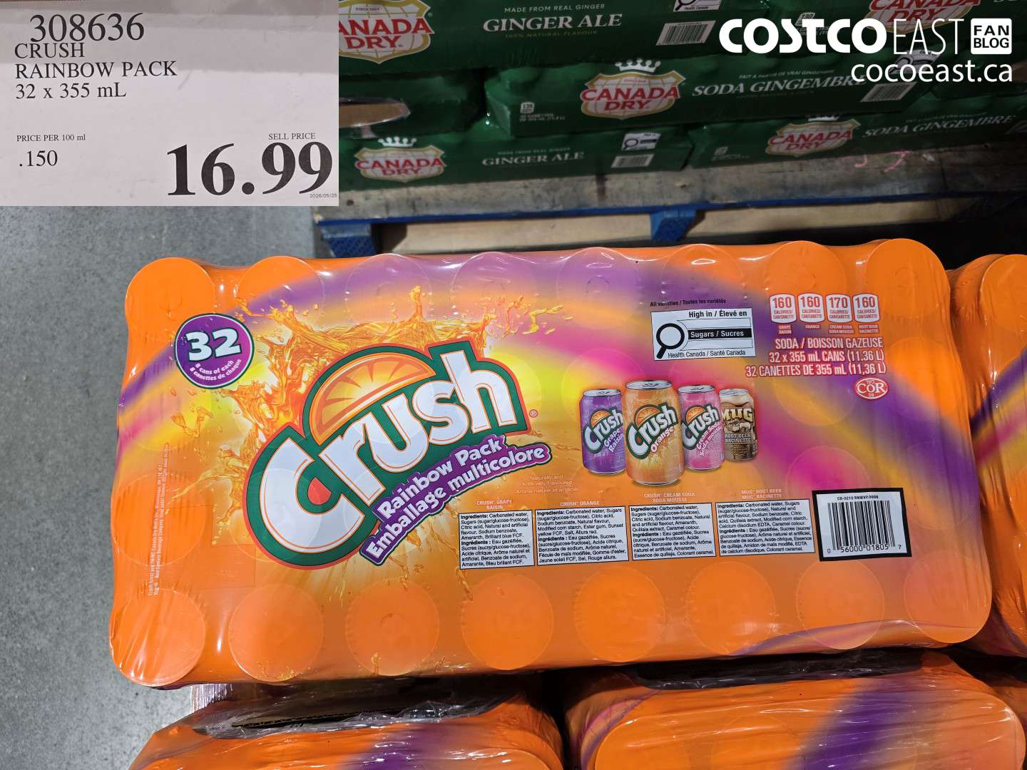 308636 CRUSH RAINBOW PACK 32 X 355 ML $16.99
