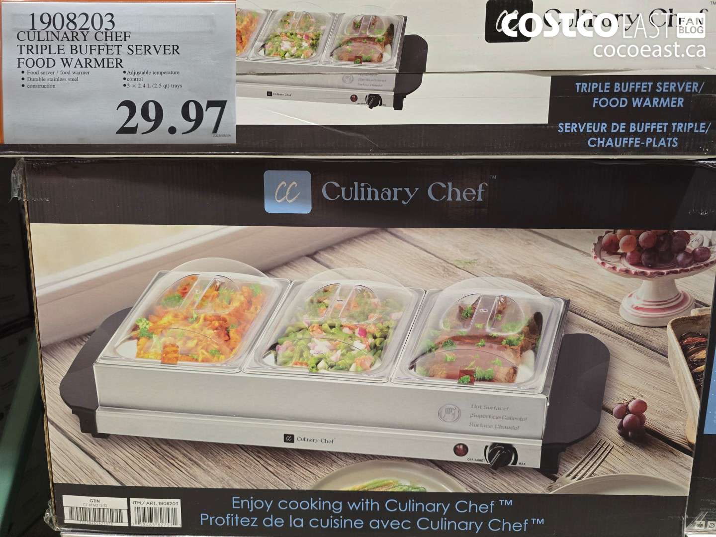 1908203 CULINARY CHEF TRIPLE BUFFET SERVER FOOD WARMER $29.97