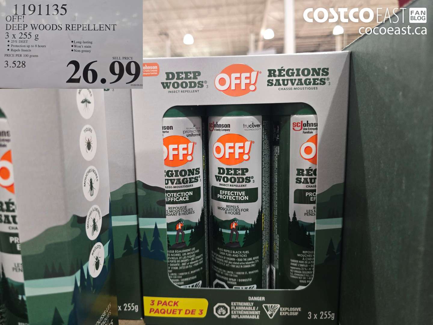1191135 DEEP WOODS REPELLENT 3 X 255 G $26.99