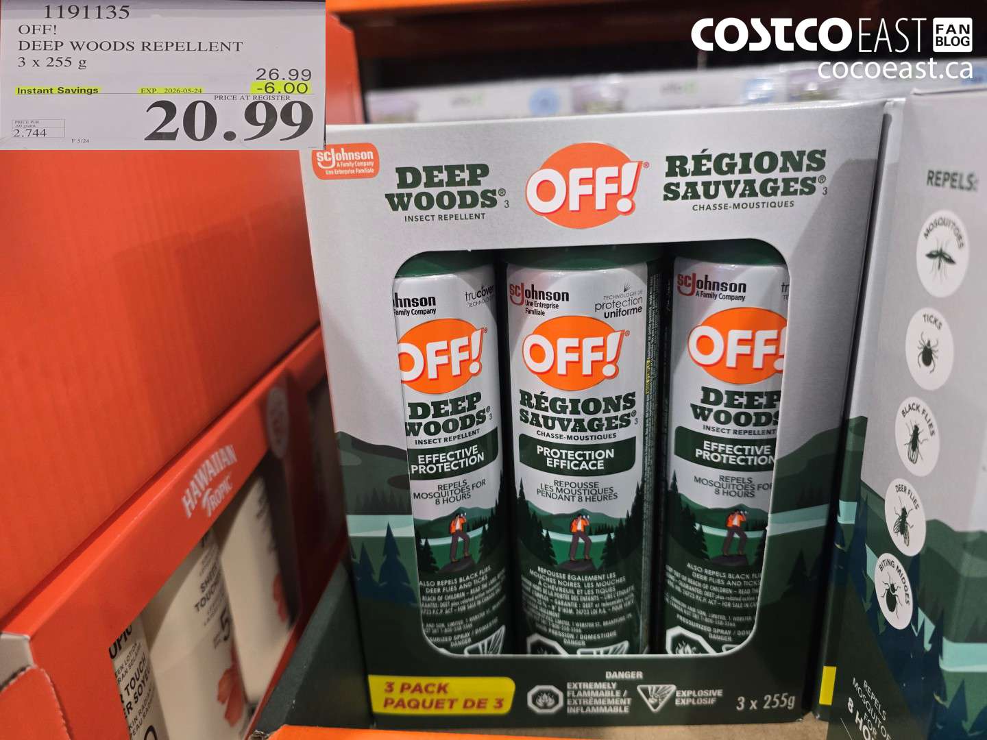 1191135 DEEP WOODS REPELLENT 3 X 255 G ($6.00 INSTANT SAVINGS EXPIRES ON 2026-05-24) $20.99