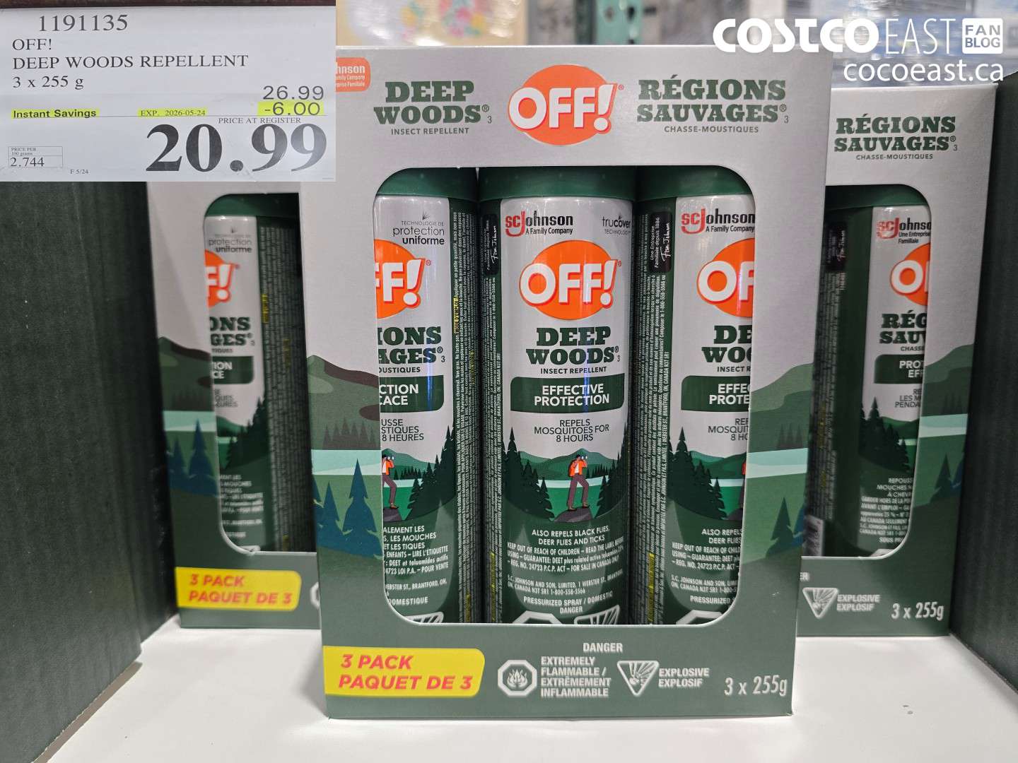 1191135 DEEP WOODS REPELLENT 3 X 255 G ($6.00 INSTANT SAVINGS EXPIRES ON 2026-05-24) $20.99