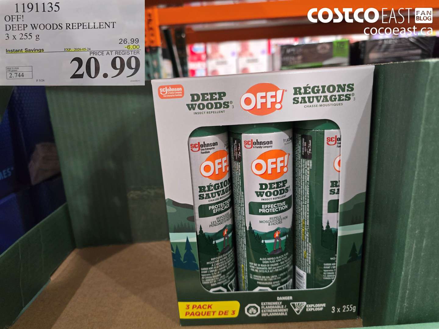 1191135 DEEP WOODS REPELLENT 3 X 255 G ($6.00 INSTANT SAVINGS EXPIRES ON 2026-05-24) $20.99