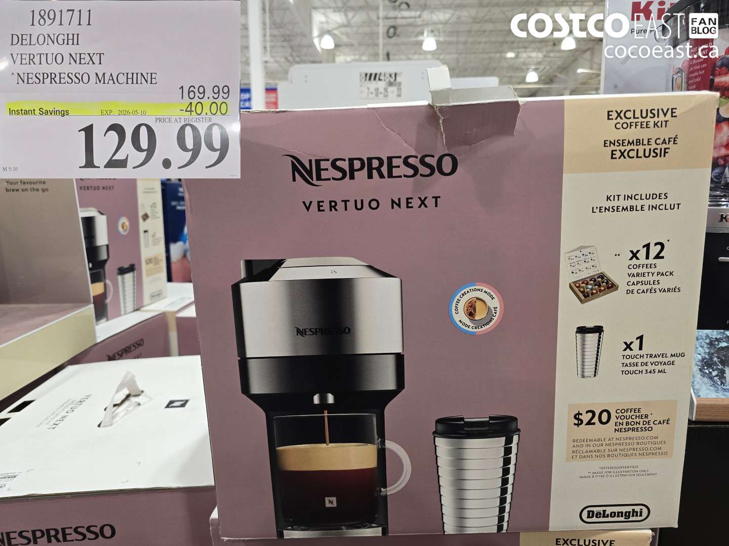 1891711 DELONGHI VERTUO NEXT NESPRESSO MACHINE ($40.00 INSTANT SAVINGS EXPIRES ON 2026-05-10) $129.99