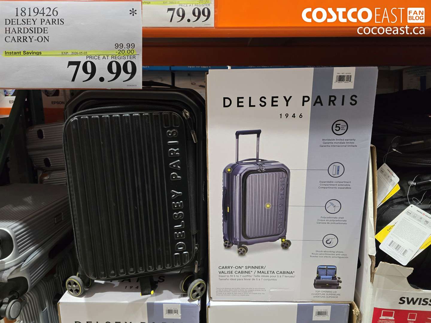 1819426 DELSEY PARIS HARDSIDE CARRY-ON ($20.00 INSTANT SAVINGS EXPIRES ON 2026-05-03) $79.99