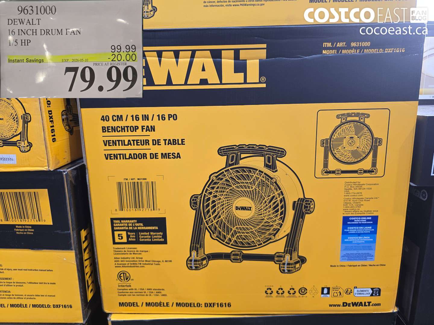 9631000 DEWALT 16 INCH DRUM FAN 1/5 HP ($20.00 INSTANT SAVINGS EXPIRES ON 2026-05-10) $79.99