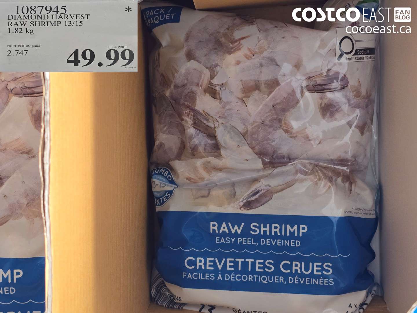 1087945 DIAMOND HARVEST RAW SHRIMP 13/15 1.82 KG $49.99
