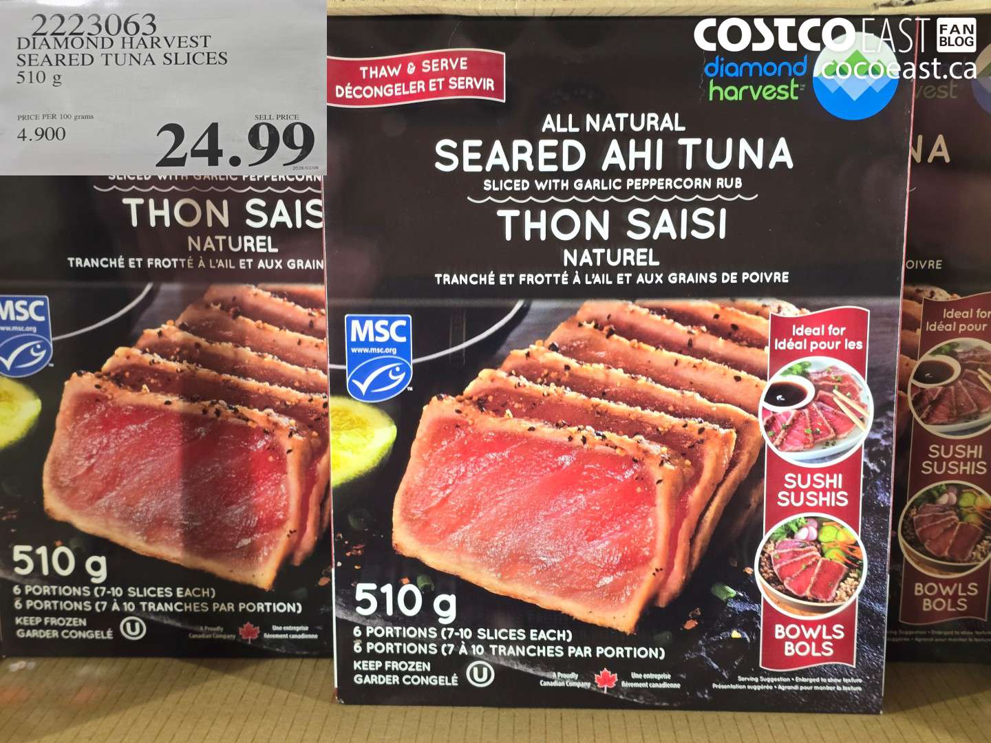 2223063 DIAMOND HARVEST SEARED TUNA SLICES 510 G $24.99