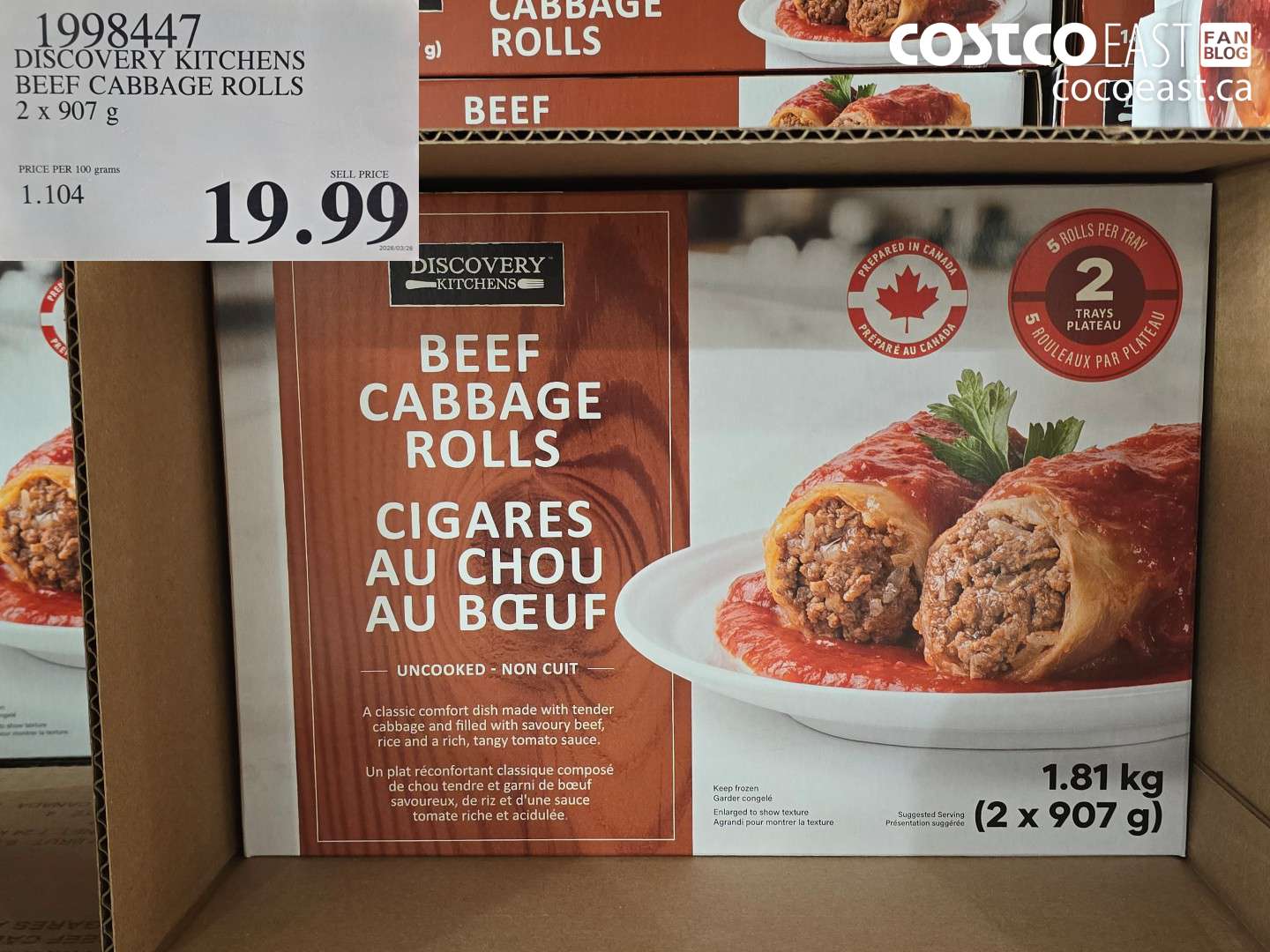1998447 DISCOVERY KITCHENS BEEF CABBAGE ROLLS 2 X 907 G $19.99