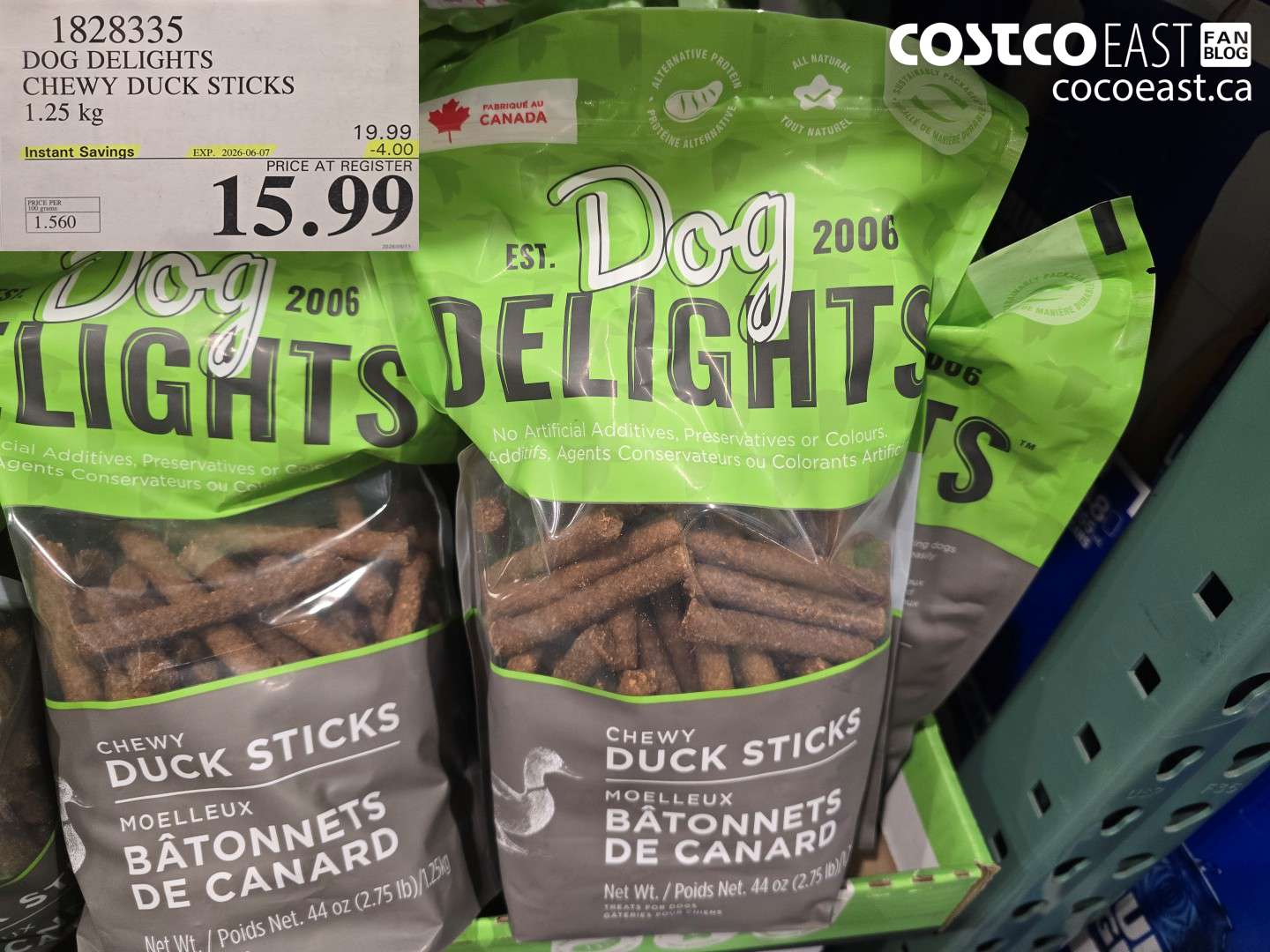 1828335 DOG DELIGHTS CHEWY DUCK STICKS 1.25 KG ($4.00 INSTANT SAVINGS EXPIRES ON 2026-06-07) $15.99