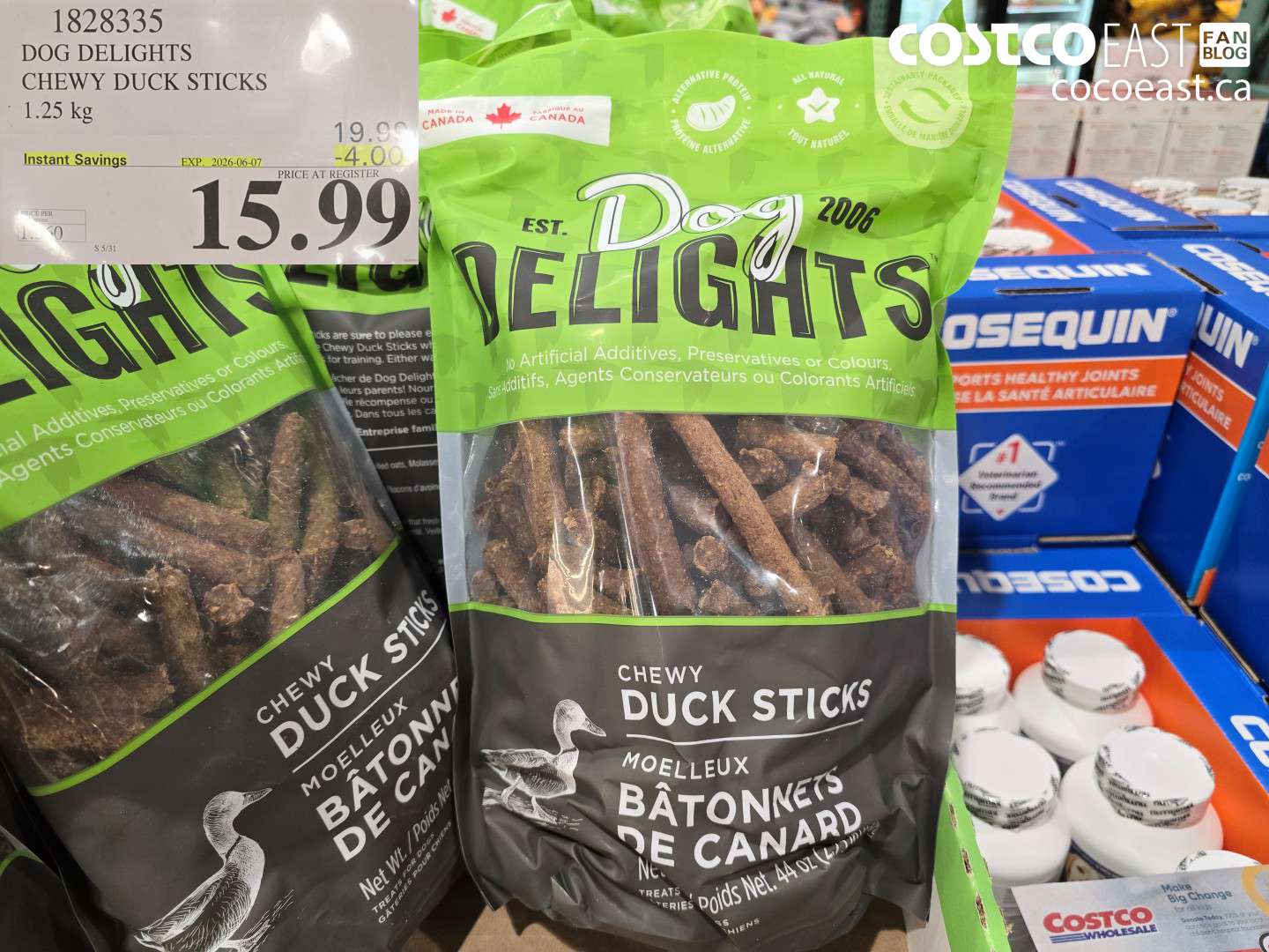 1828335 DOG DELIGHTS CHEWY DUCK STICKS 1.25 KG ($4.00 INSTANT SAVINGS EXPIRES ON 2026-06-07) $15.99