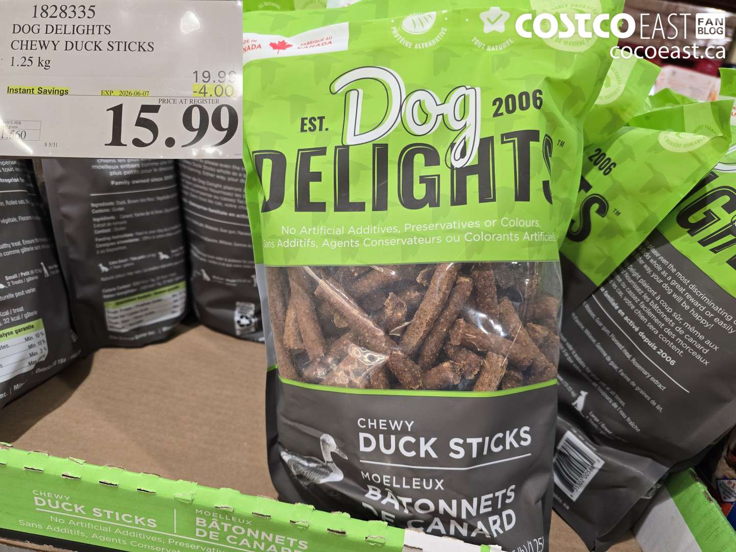 1828335 DOG DELIGHTS CHEWY DUCK STICKS 1.25 KG ($4.00 INSTANT SAVINGS EXPIRES ON 2026-06-07) $15.99