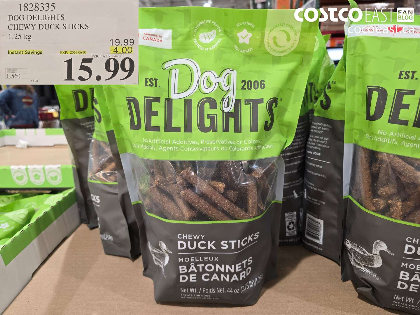 1828335 DOG DELIGHTS CHEWY DUCK STICKS 1.25 KG ($4.00 INSTANT SAVINGS EXPIRES ON 2026-06-07) $15.99