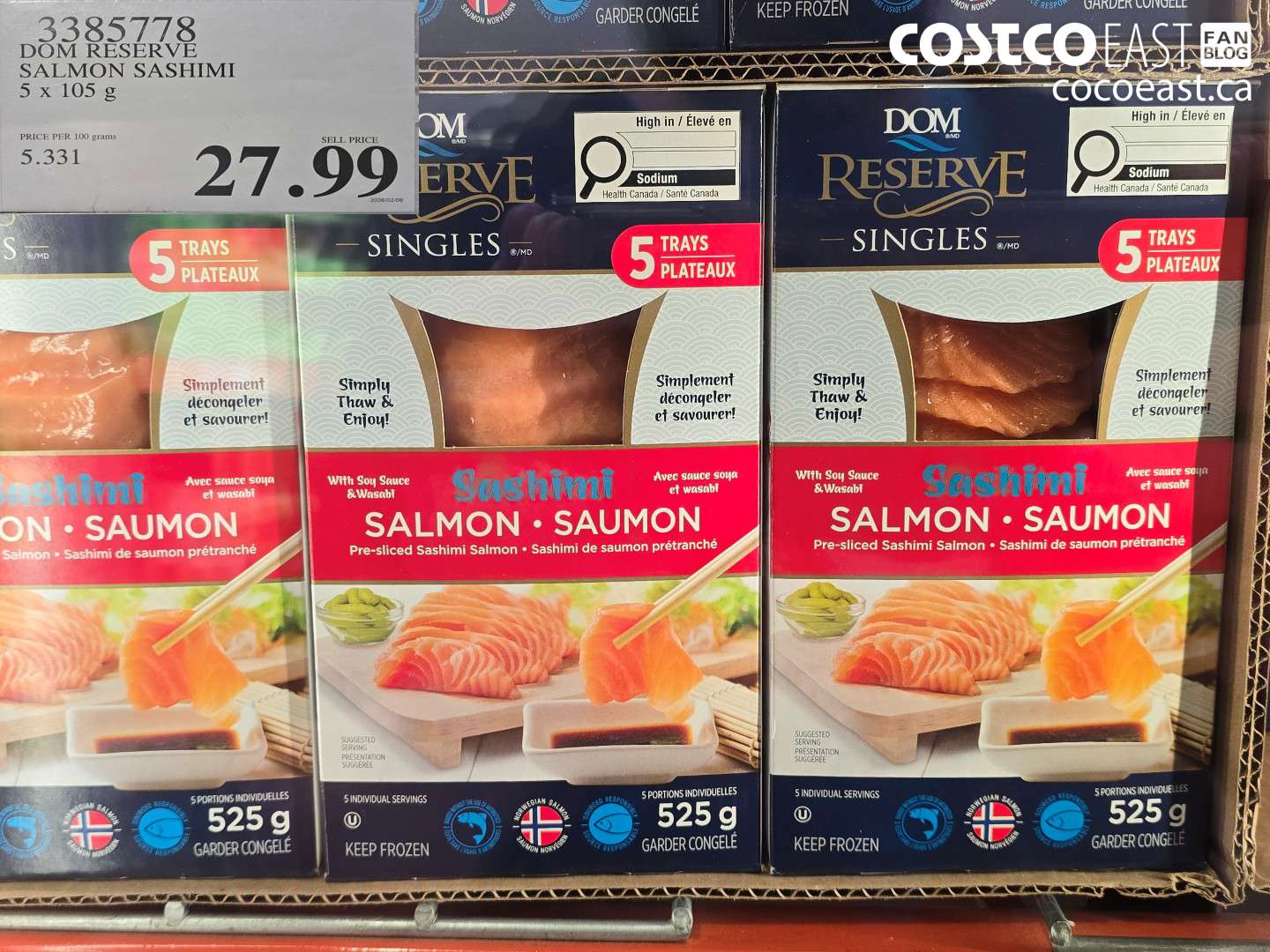 3385778 DOM RESERVE SALMON SASHIMI 5 X 105 G $27.99