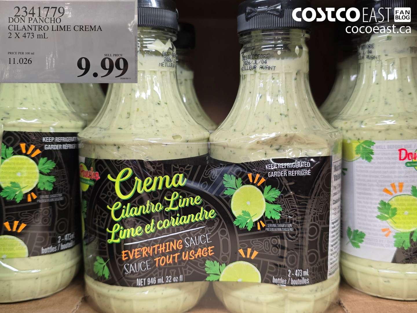 2341779 DON PANCHO CILANTRO LIME CREMA 2 X 473 ML $9.99