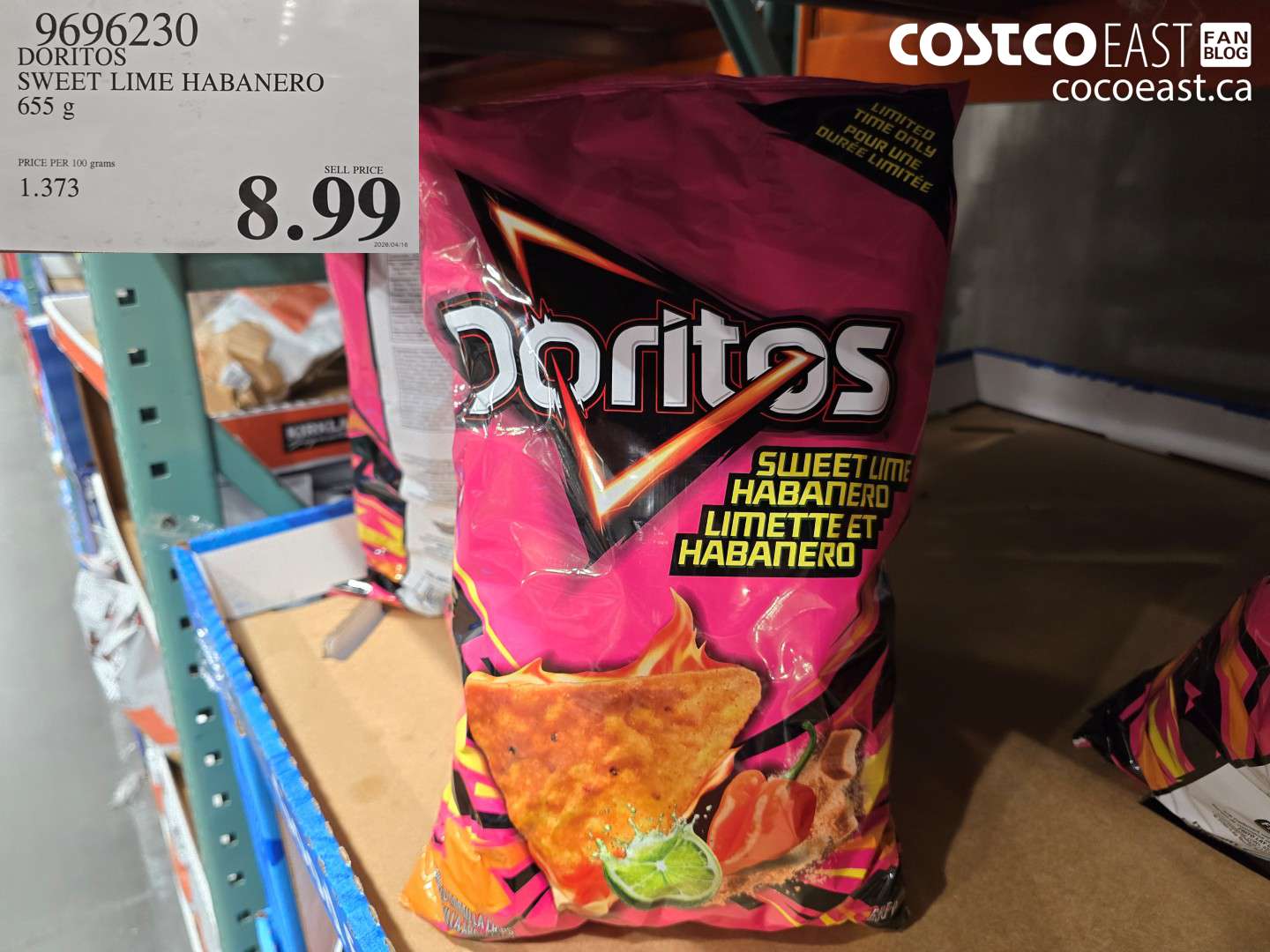 9696230 DORITOS SWEET LIME HABANERO 655 G $8.99