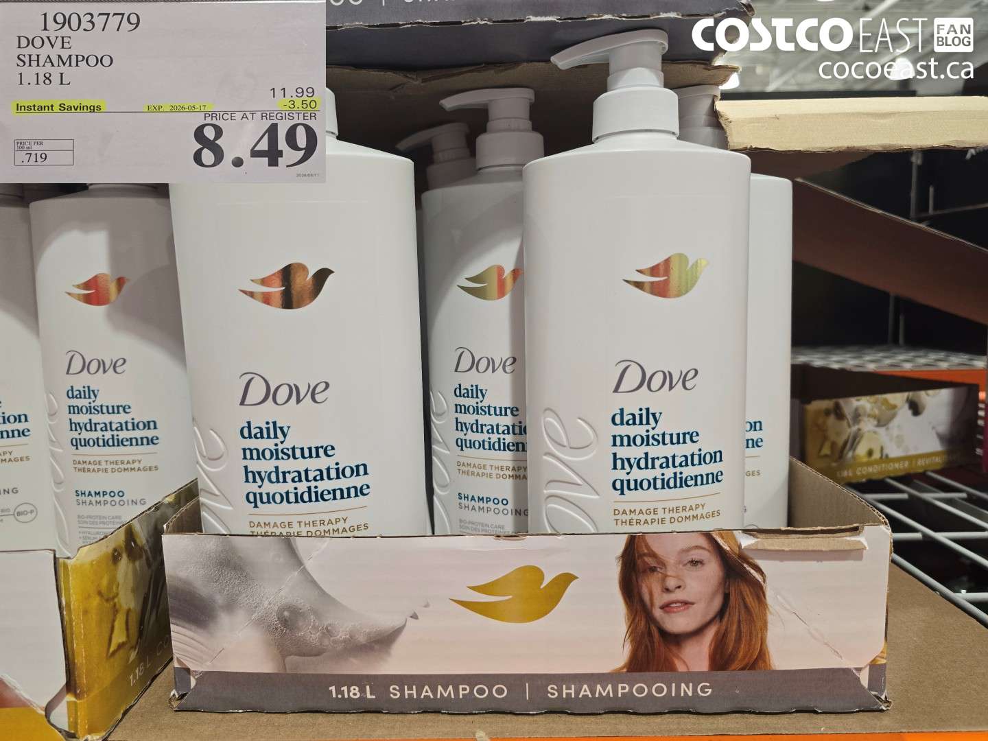 1903779 DOVE SHAMPOO 1.18 L ($3.50 INSTANT SAVINGS EXPIRES ON 2026-05-17) $8.49