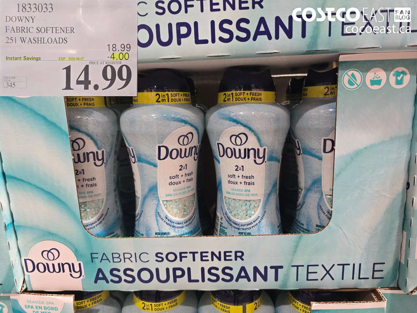 1833033 DOWNY FABRIC SOFTENER 251 WASHLOADS ($4.00 INSTANT SAVINGS EXPIRES ON 2026-06-07) $14.99