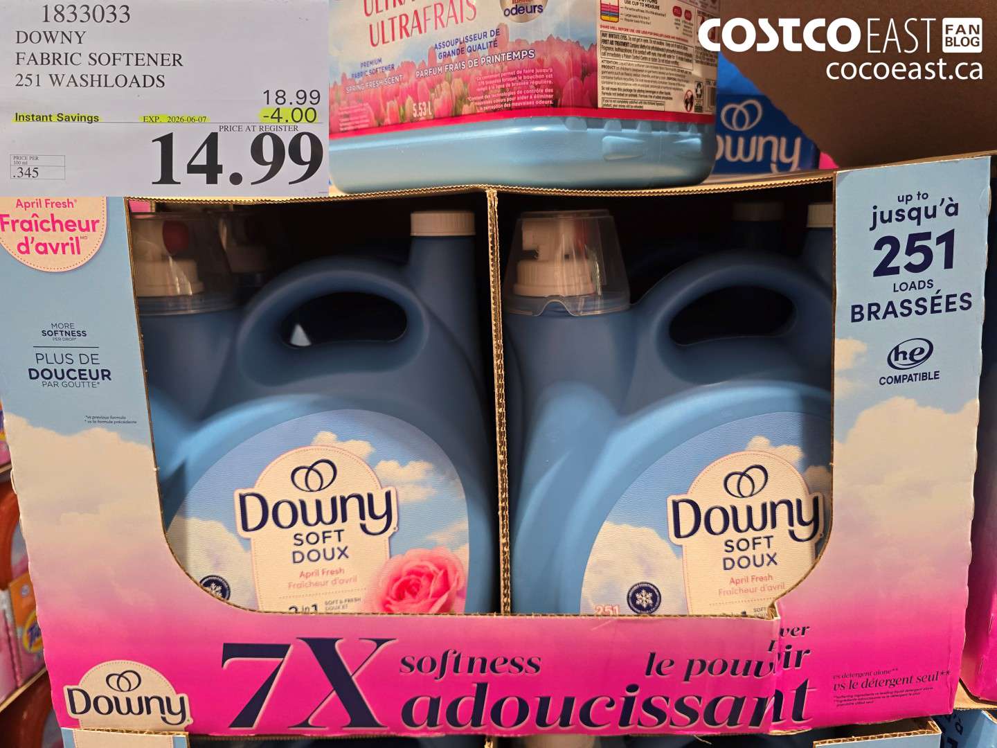 1833033 DOWNY FABRIC SOFTENER 251 WASHLOADS ($4.00 INSTANT SAVINGS EXPIRES ON 2026-06-07) $14.99
