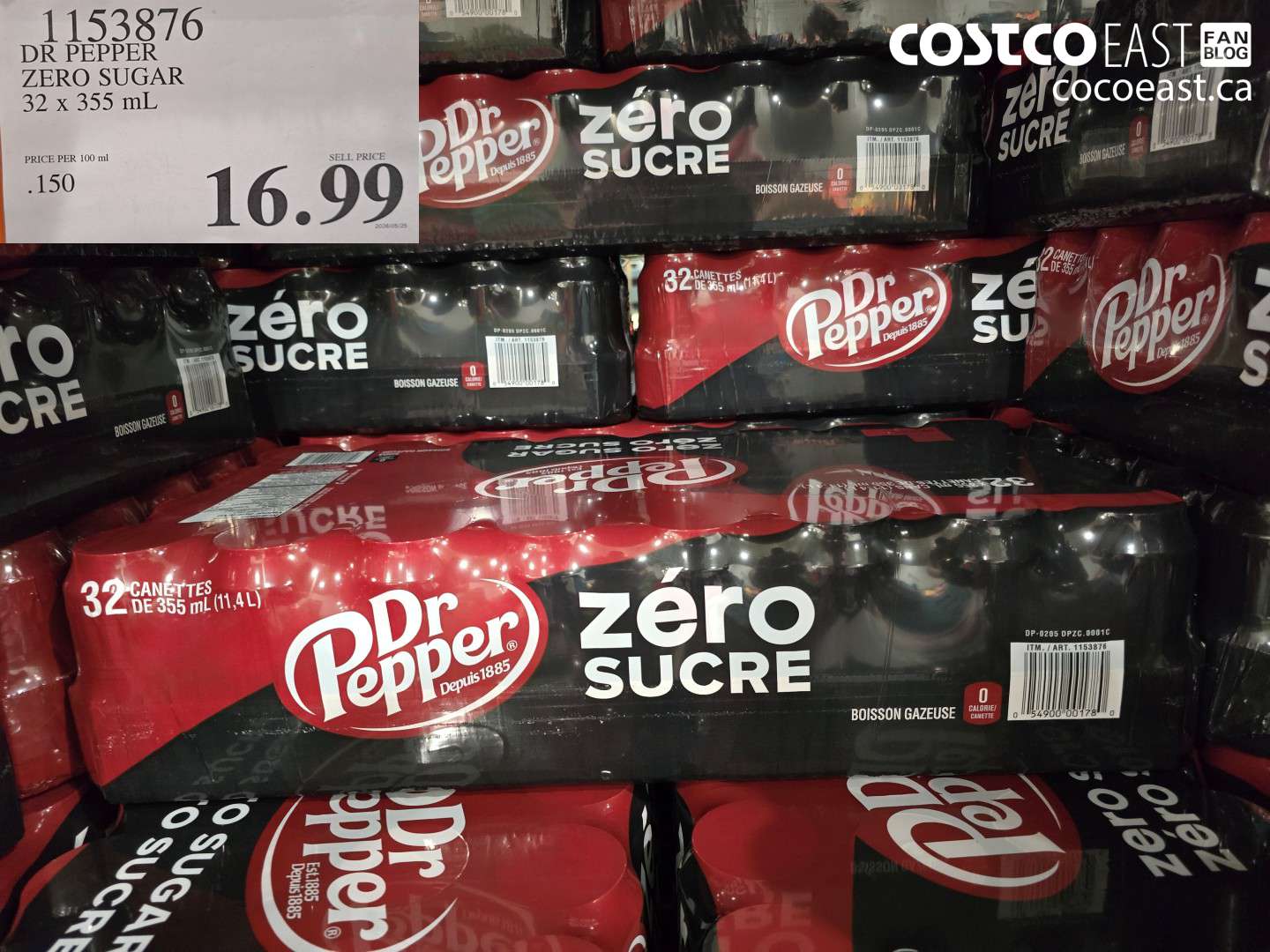 1153876 DR PEPPER ZERO SUGAR 32 X 355 ML $16.99