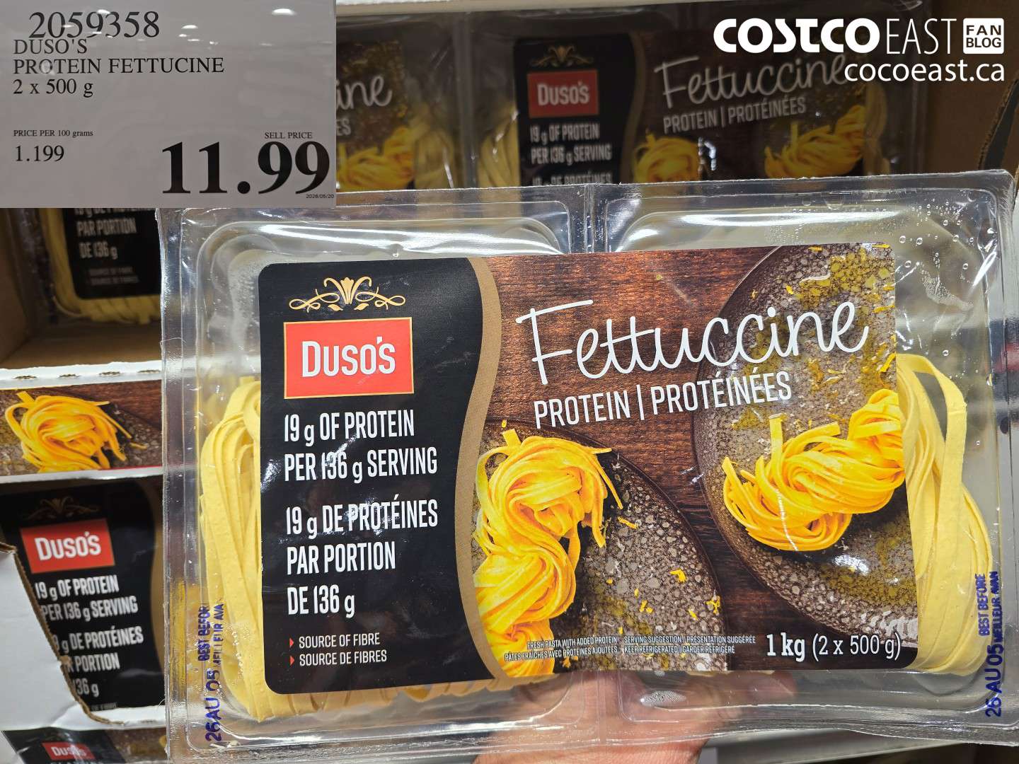 2059358 DUSO'S PROTEIN FETTUCINE 2 X 500 G $11.99