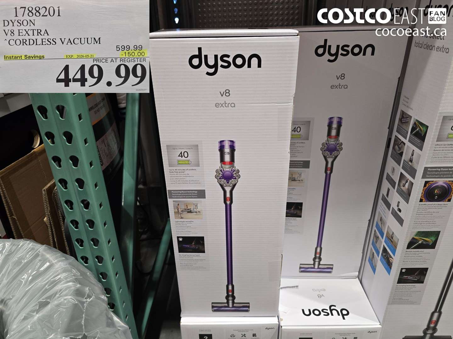 1788201 DYSON V8 EXTRA CORDLESS VACUUM ($150.00 INSTANT SAVINGS EXPIRES ON 2026-05-21) $449.99