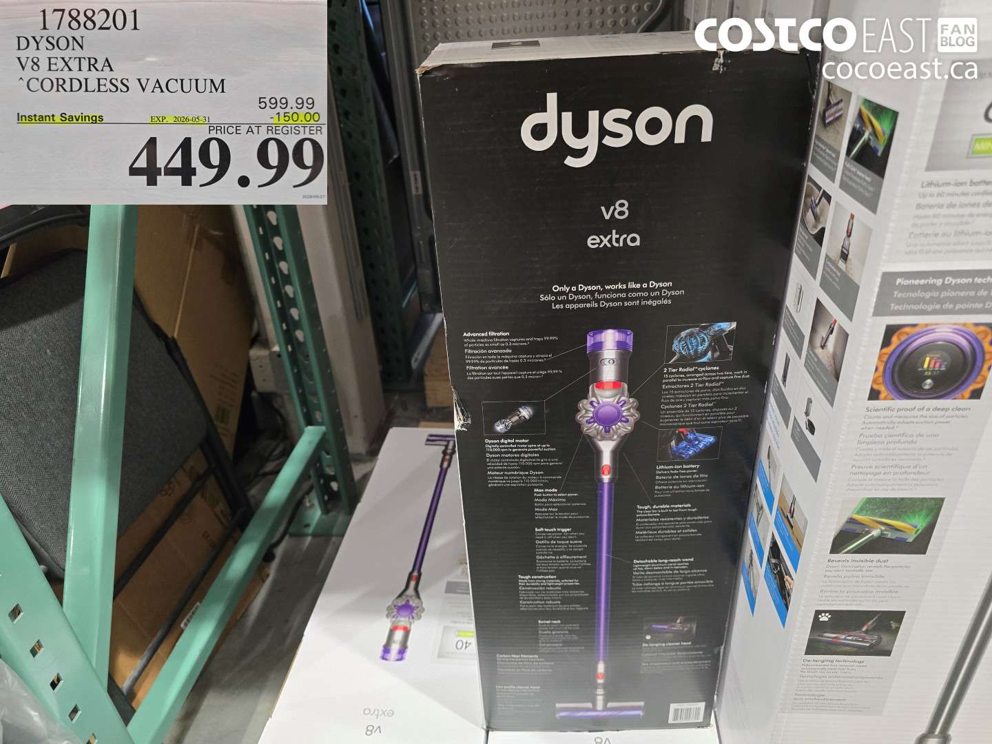 1788201 DYSON V8 EXTRA CORDLESS VACUUM ($150.00 INSTANT SAVINGS EXPIRES ON 2026-05-31) $449.99