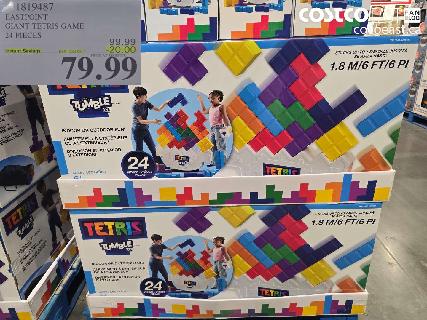 1819487 EASTPOINT GIANT TETRIS GAME 24 PIECES ($20.00 INSTANT SAVINGS EXPIRES ON 2026-05-17) $79.99